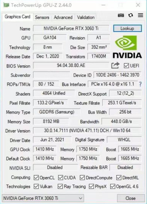 PCWINMAX Gaming GeForce RTX 3060 Ti 8GB GDDR6 256-bit 14 Gbps PCIE 4.0 Twin Fan Gaming GPU