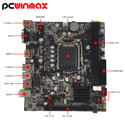 PCWINMAX LGA1155 Motherboard H61 Micro ATX DDR3 Mainboard for 2rd 3th Generation Core i7 i5 i3