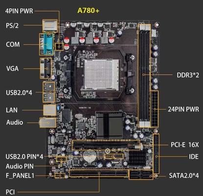 PCWINMAX A780+ Desktop Motherboard LGA940 for AM2 AM2+ AM3 ATX Dual Channel DDR3 Computer Motherboard