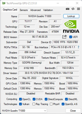 T1000 8GB DDR6 128Bit Professional Graphics Card Up to 160GB/s Memory Bandwidth Mini DP Ports Low Profile GPU