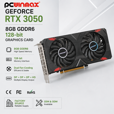PCWINMAX গেমিং GeForce RTX 3050 8GB GDDR6 128-বিট HD/DP PCIe 4 পিসি গেমিংয়ের জন্য ডুয়াল ফ্যান গ্রাফিক্স কার্ড