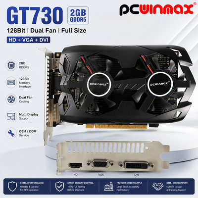 PCWINMAX Geforce GT 730 2GB DDR5 128 বিট ফুল সাইজ GK108 ভিজিএ+এইচডি+ডিভিআই ইন্টারফেস ডুয়াল ফ্যান গেমিং গ্রাফিক কার্ড