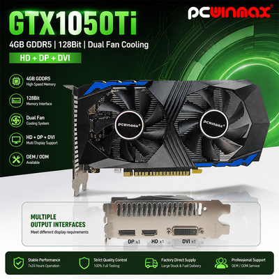 PCWINMAX Geforce GTX 1050 Ti 4GB GDDR5 128Bit গেমিং গ্রাফিক্স কার্ড HD আউটপুট সহ ডেস্কটপ কম্পিউটারের জন্য OEM/ODM স্টকে আছে